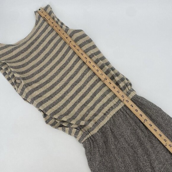 L'agence Size Large Gold Beige Striped Knit Midi Dress Sleeveless Linen Blend - Picture 7 of 13